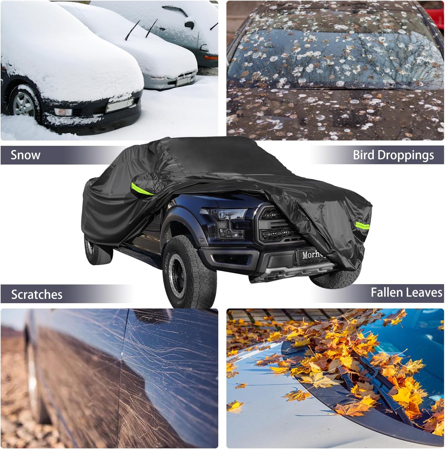 Pickup Truck Cover Waterproof All Weather, Outdoor Indoor Truck Protection Cover for Ford f150 / Chevy Silverado/Dodge Ram 1500, Truck Tarp Cover Black(Length 230 to 242 inch)