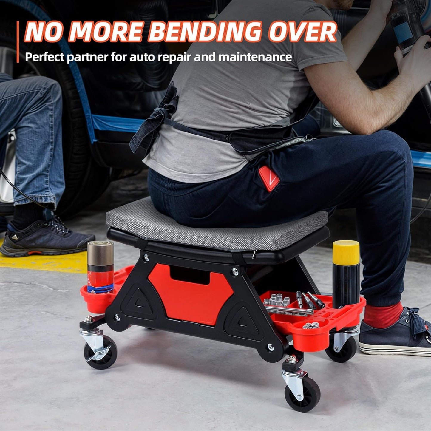 YITAHOME Mechanic Stool 330 LBS with Wheels, Heavy Duty Rolling Mechanics Seat, Rolling Tool Seat for Automotive Auto Repair