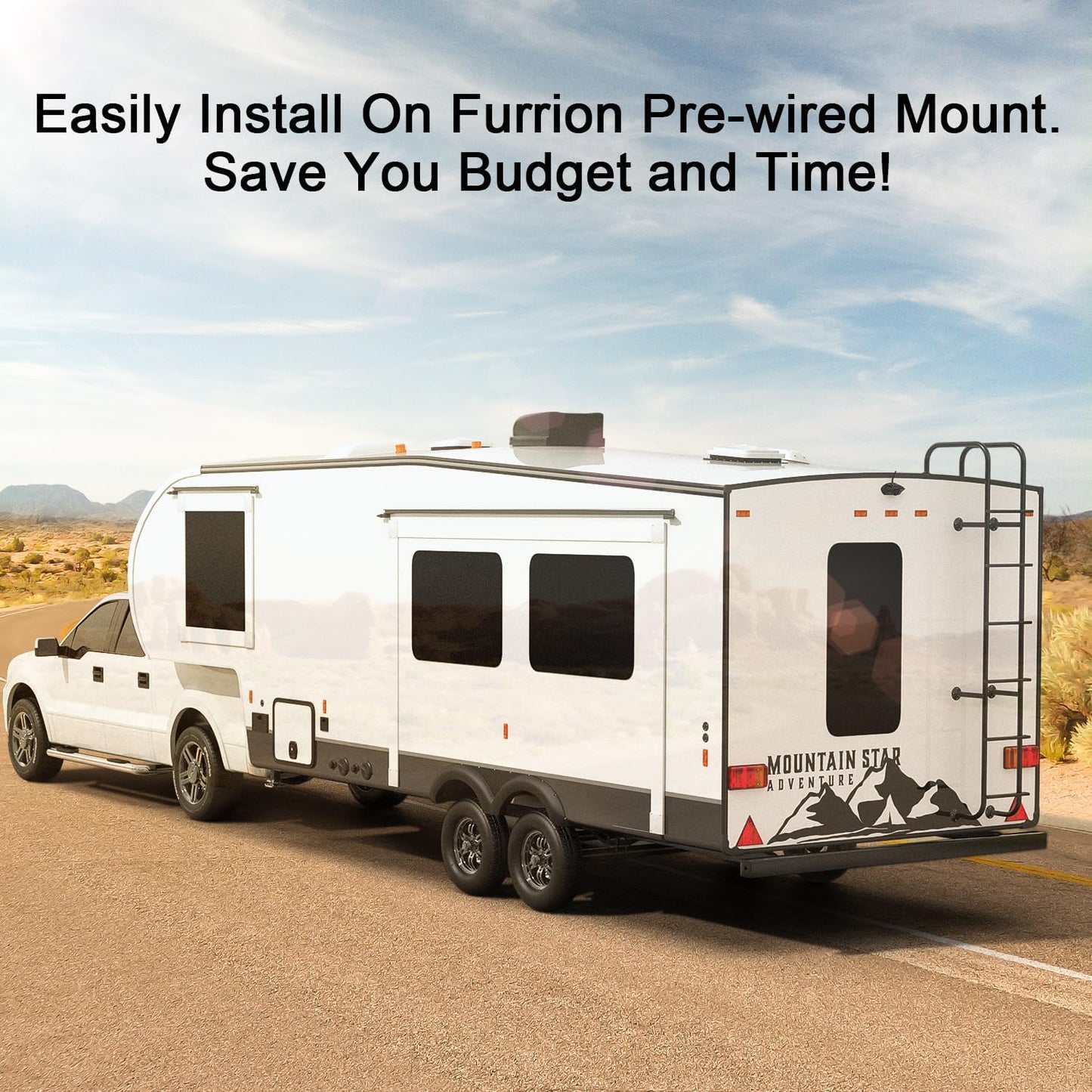 Fookoo HD 1080P 7" Wireless RV Backup Camera System for Furrion Pre-Wired RV Truck Camper, 7" IPS DVR Monitor & Rear View Camera, IR Night Vision IP69 Waterproof DIY Parking Lines - DW7Y5