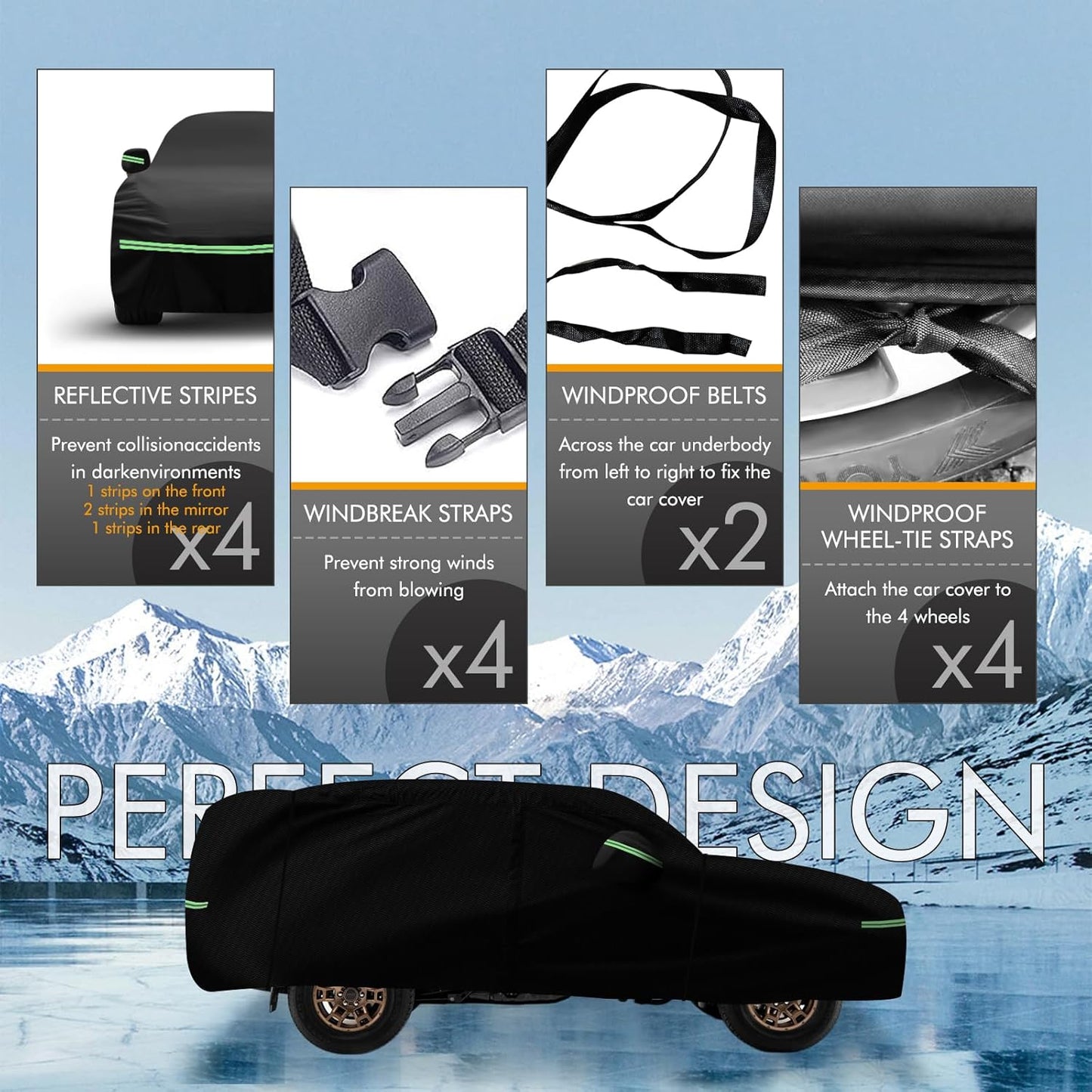 for 2002-2023 Toyota 4runner Car Cover 210D Outdoor Waterproof UV Protection, with Cotton Layer, Zipper Door, Reflective Strip, Storage Bag, for 2002-2020 2021 2022 2023 4runner