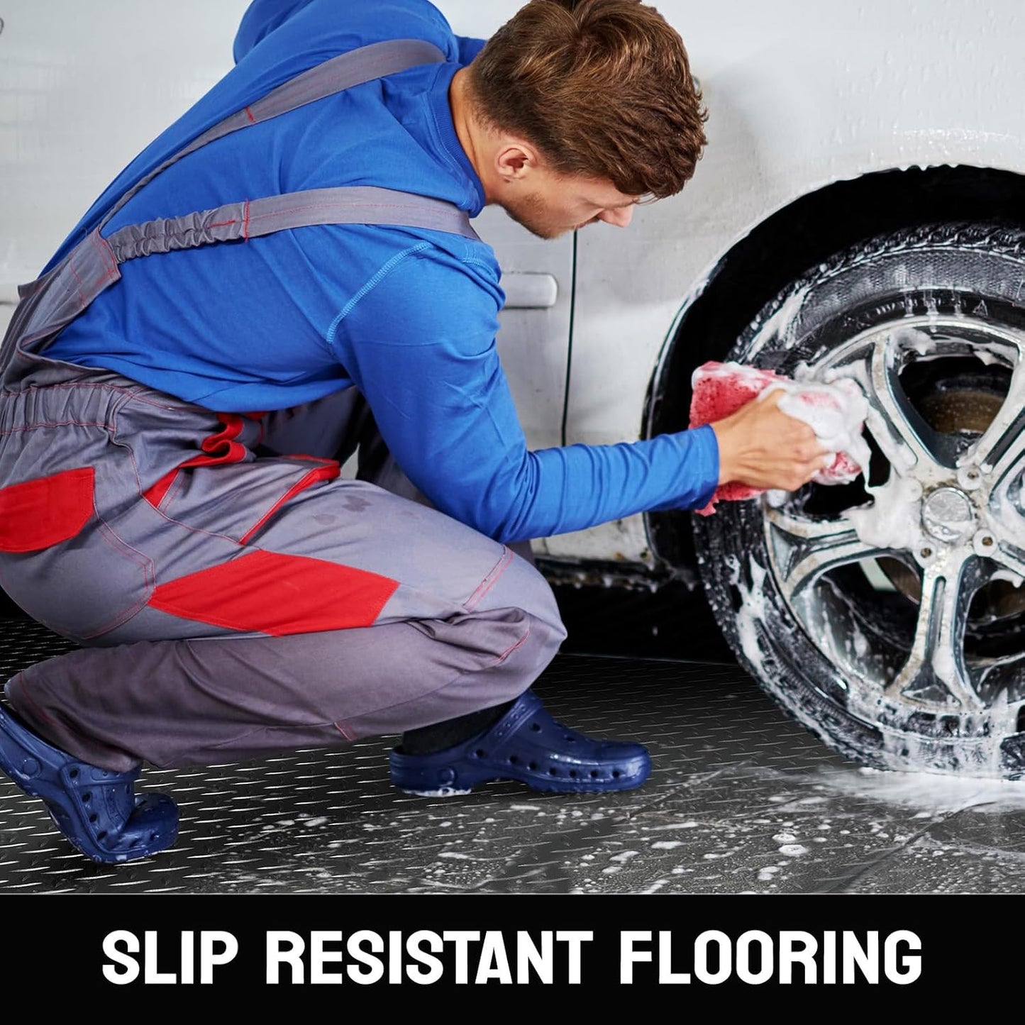 TUFFIOM 7.5 x 20 FT Garage Floor Mat, Thickened Diamond Plate PVC Garage Mats Flooring Roll for Under Car, Garage Parking Mats for Floor Large SUVs, MPV, Pickup Truck