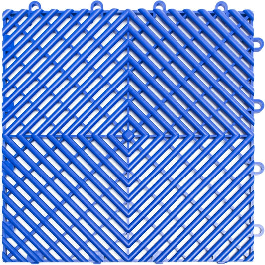 Big Floors RaceDeck Free-Flow Interlocking Garage Flooring Tiles, Non-Slip, Self-Draining, Heavy-Duty, High-Impact Copolymer, Easy Install (Bright Blue, 24 Pack of 12 x 12" Tiles)