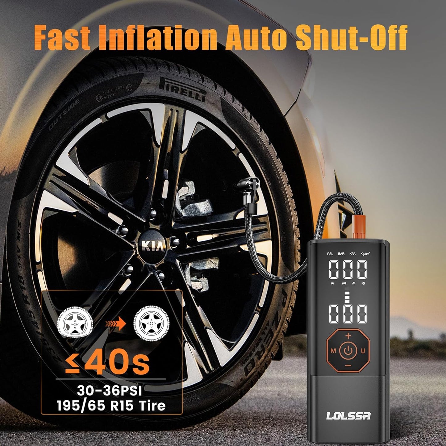 Tire Inflator Portable Air Compressor-180PSI Air Pump for Car Tires-Cordless Tire Pump with Pressure Gauge, Cigarette Lighter Plug for Motorcycle, Bike, Ball, Dual-Use Type