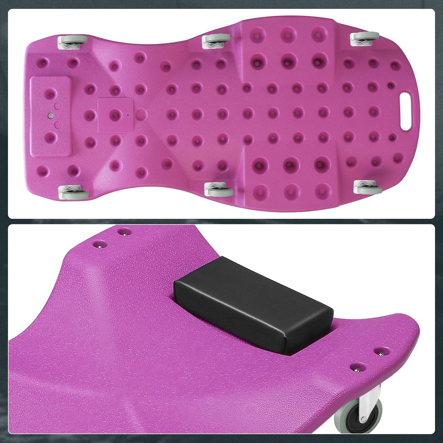 DNA MOTORING 48 Inches Heavy-Duty Low-Profile Roller Automotive Creeper with Padded Headrest, Purple, TOOLS-00239-PR