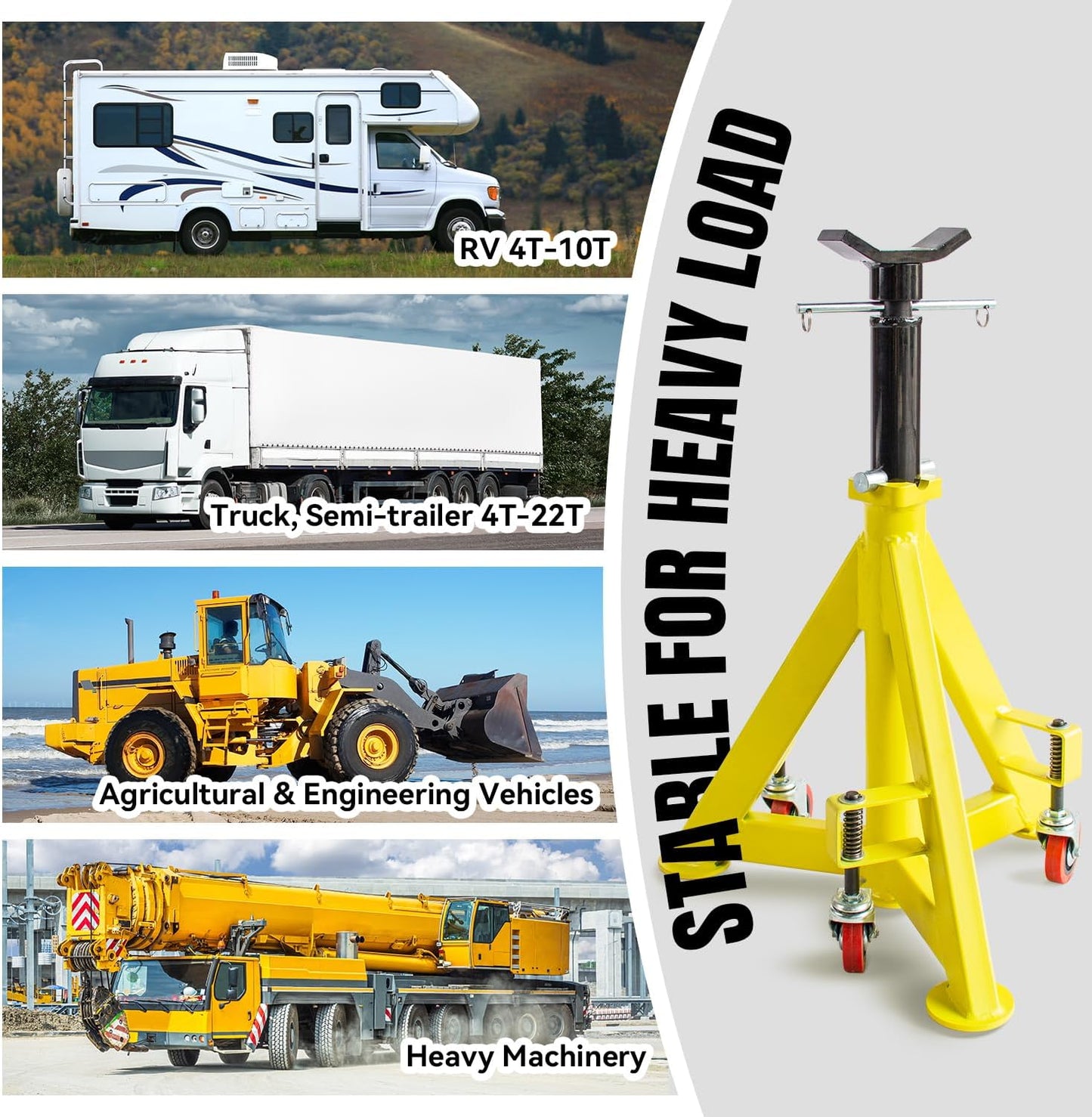 22 Ton (48,000 lbs) Jack Stands Heavy Duty Jack Stand Double Locking Pin Type Car Jack Stand Adjustable Height to 43'' with 360° Wheels for Garage, Repair Shop and DIY, 1 Pair