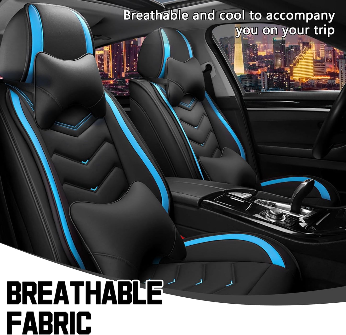 Car Seat Covers for Chrysler Pacifica 2004-2025, Stylish Sport Seat Cover, Premium Nappa Leather Car Seat Cover. Automobile Seat Covers Sets.(Luxury 2 Seats/Black Blue)
