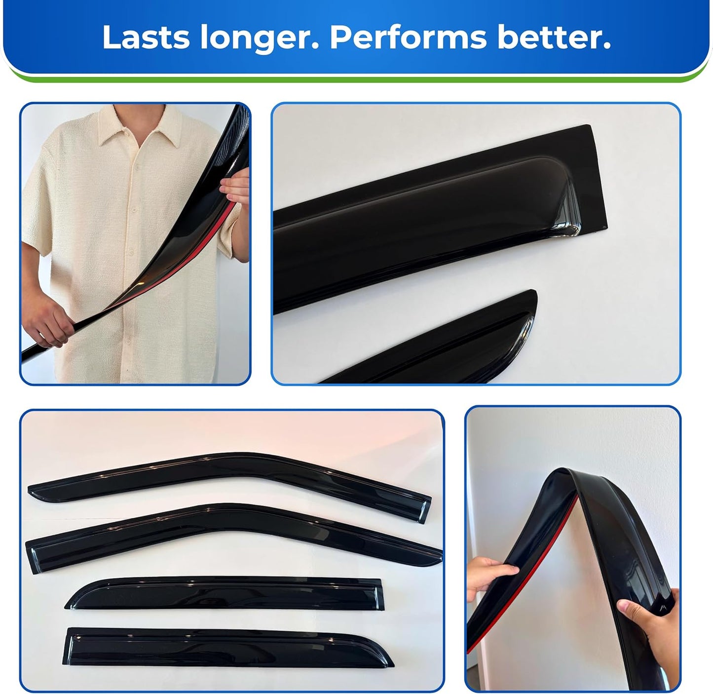 KPY Window Visor Compatible with Volkswagen (VW) Golf MK4 Hatchback 1997-2003, 4PC Rain Guard Side Window Vent Deflectors Tape-On Mugen Style, 1997 1998 1999 2000 2001 2002 2003