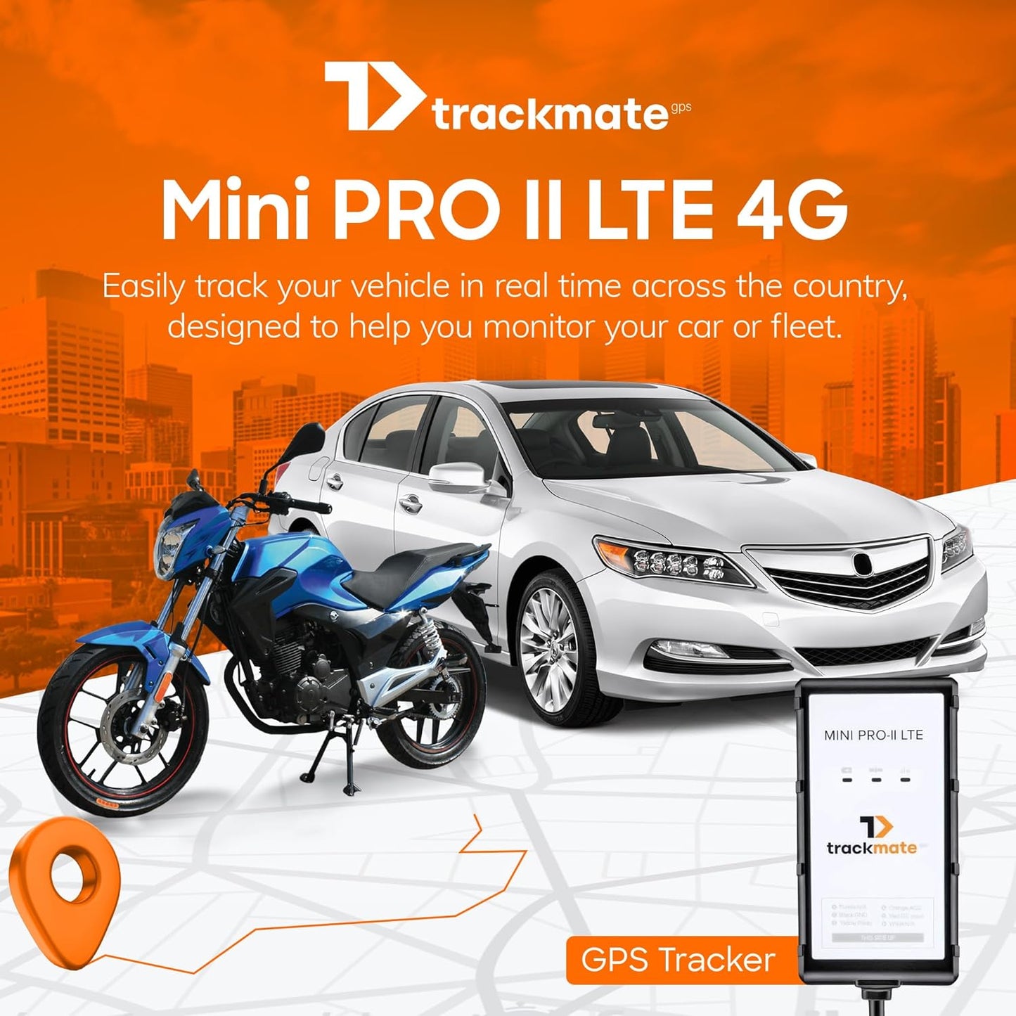Mini PRO II LTE 4G GPS Tracker for Vehicles, Motorcycles, Trucks, Trailers, w/Remote Killswitch, Real-Time Tracking, Compact Weatherproof Car Tracker, Hardwired, Easy Setup, No Contract