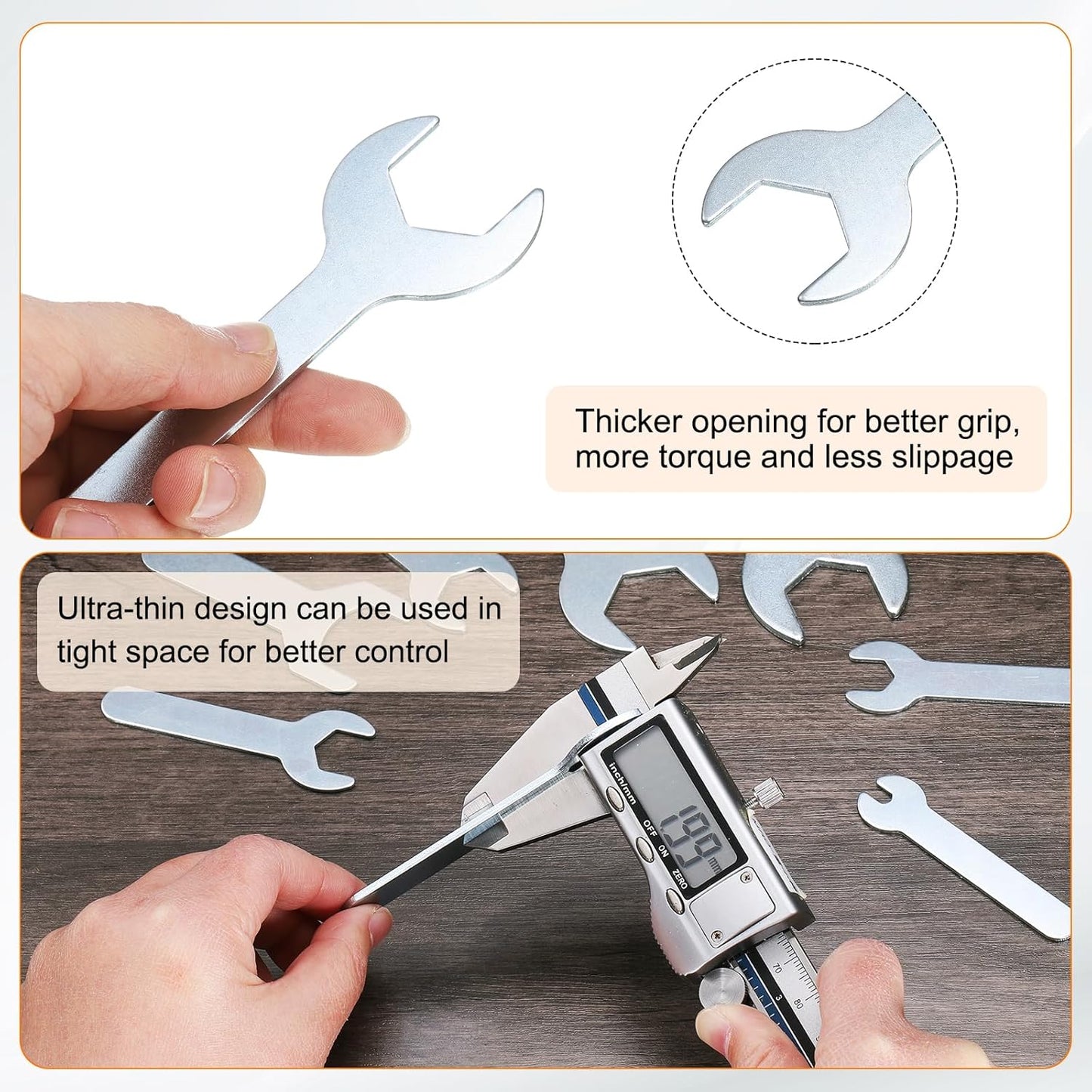 HARFINGTON 10pcs Small Wrench 24x115x2.8mm Metric U-Shaped Single Open Ended Spanner Super Thin Flat Head Galvanizing Wrench for Automotive Repair Furniture Assembly