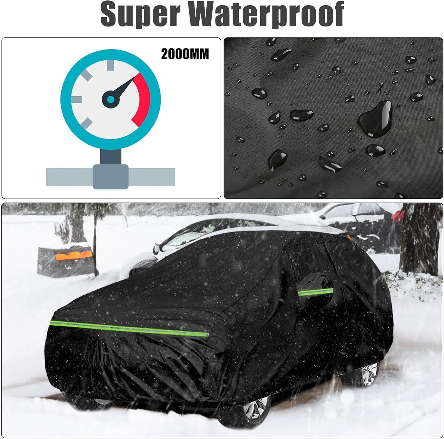 Waterproof Car Cover Compatible with Toyota Corolla Hatchback 2019-2025, Black 210T Inside Cotton Cover with Door Zippers for Snow Rain Dust Outdoor Protection