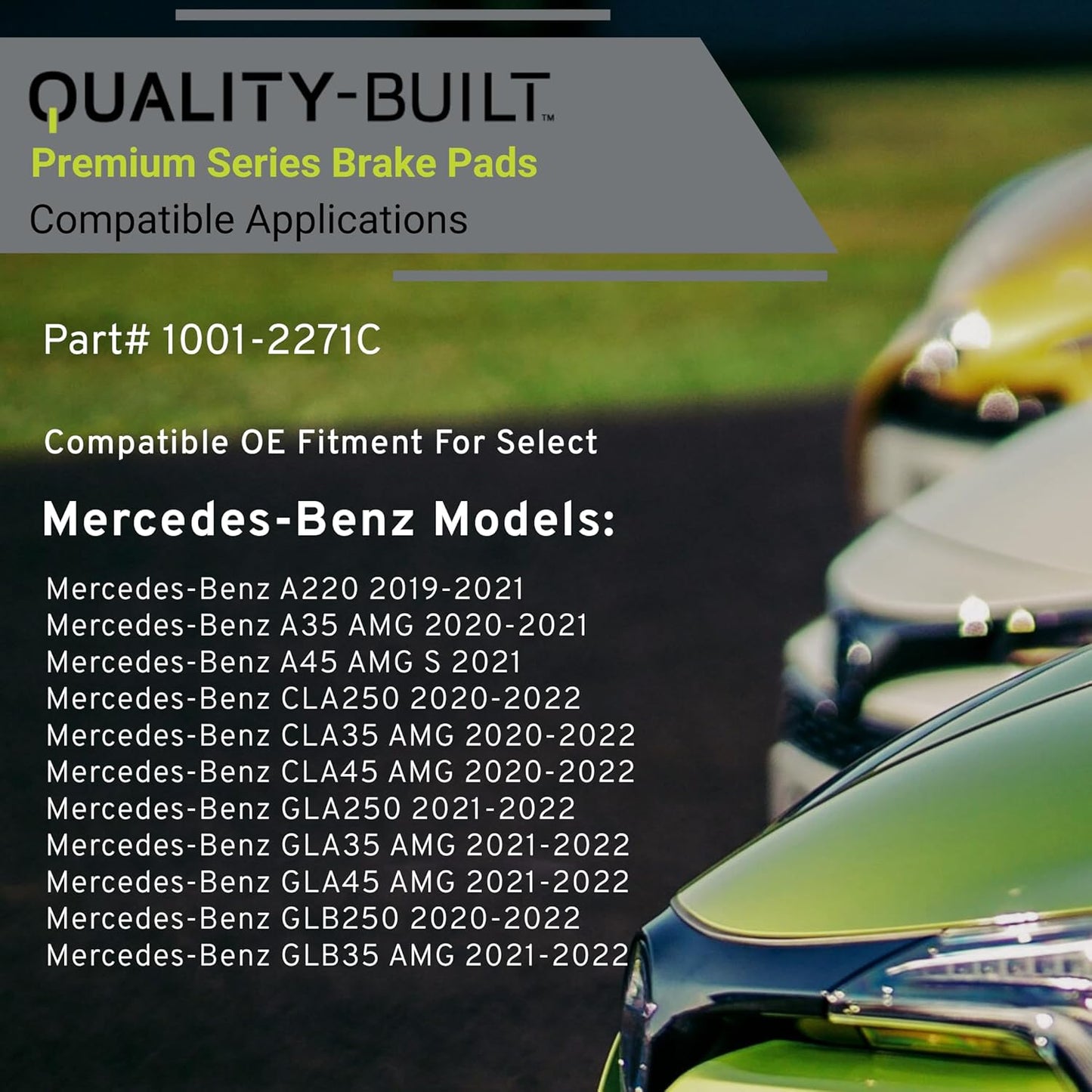 Premium Ceramic Rear Brake Pads (1001-2271C) Compatible with 2019-2022 Mercedes-Benz (A220/A35 AMG/A45 AMG S/CLA250/CLA35 AMG/CLA45 AMG/GLA250/GLA35 AMG/GLA45 AMG/GLB250/GLB35 AMG)