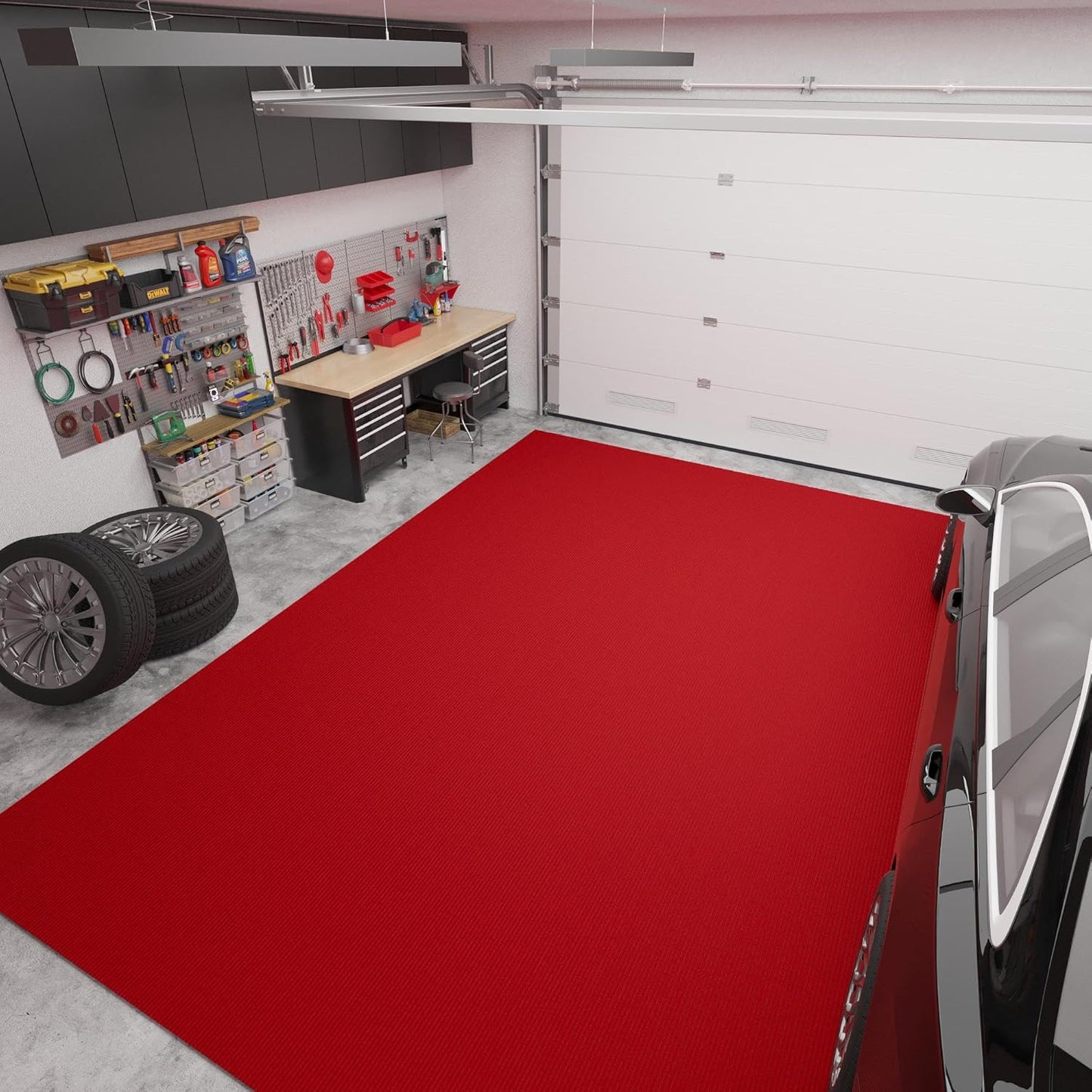 Ottomanson 6'6" x 8' Mud Mat Area Rug Scraper Carpet - Non-Slip, Dirt Trapping for Indoor & Outdoor Use - Ideal for Entryway, Garage, Kitchen, Patio & High-Traffic Areas, Red