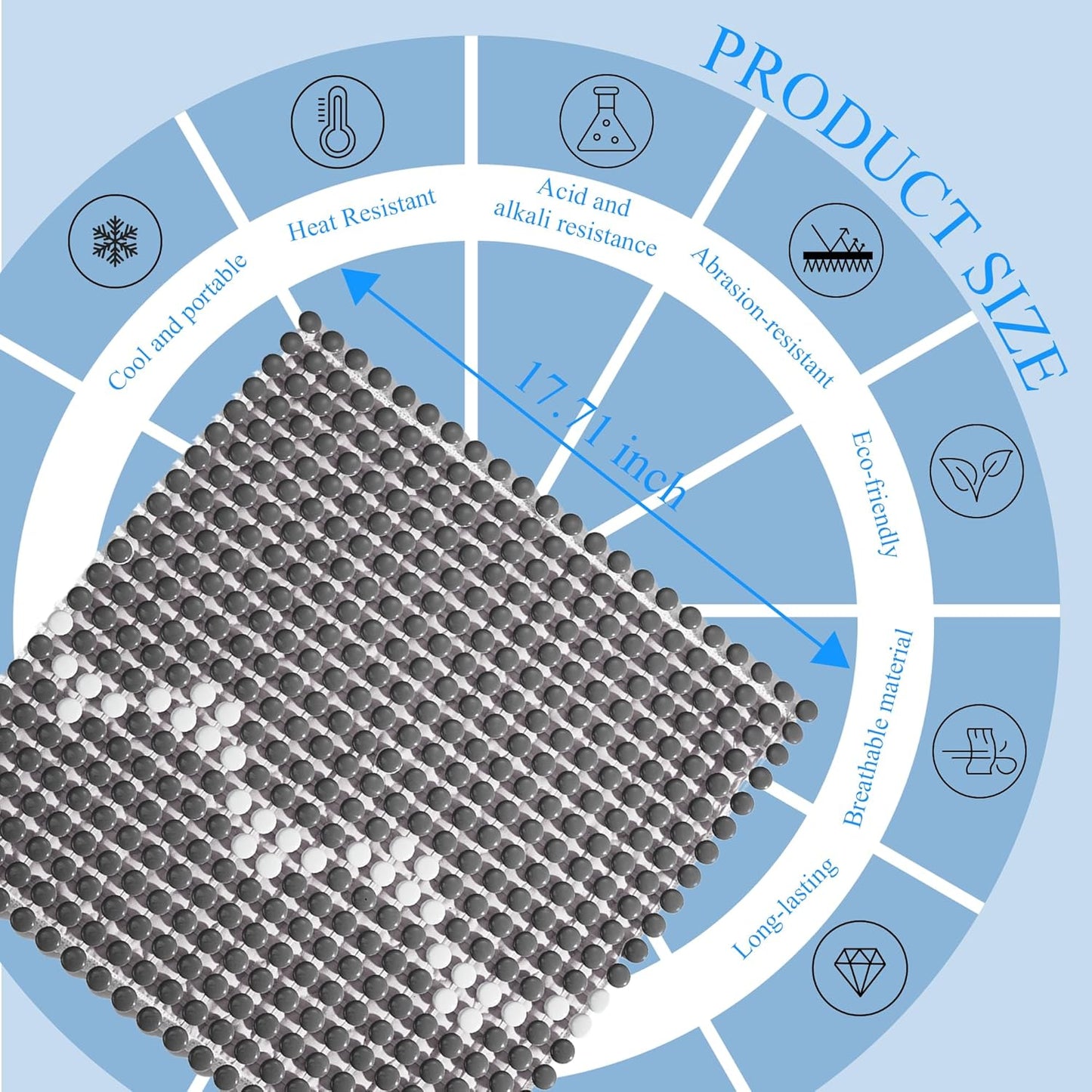 HOMREST Cooling Seat Cushion for Back Pain 17x17 Ceramic Bead Massage Seat Pad for Office Chair, Car, Home Breathable Summer Chair Cushion (Grey)