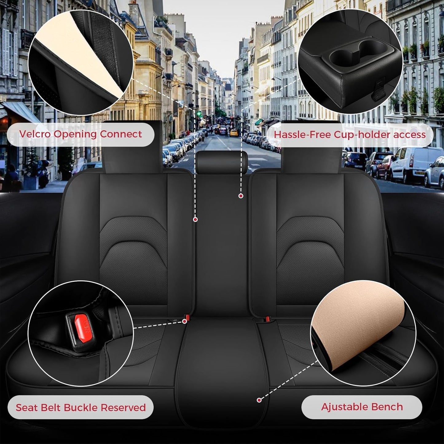 FREESOO Car Seat Covers Front Seats 2PCs,Waterproof Automotive Seat Covers, Leather Cars Interior Covers, Seats Protection Universal fit Babies & Adult (BlackRed)