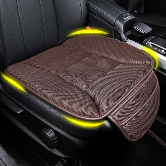 Premium Car Seat Cushion, Driver Cushion with Comfort Memory Foam & Non-Slip Rubber Bottom, Car Seat Pad Works with 95% of Vehicles and Office Chair or Home - 4D Brown