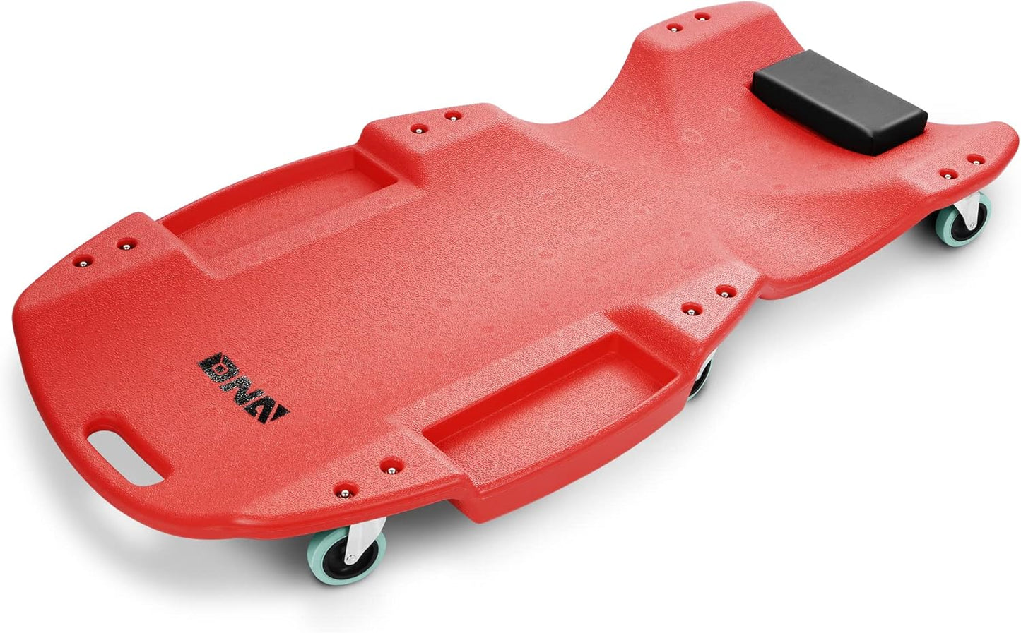 DNA MOTORING TOOLS-00238 48 Inches Heavy-Duty Low-Profile Roller Automotive Creeper with Padded Headrest, Red