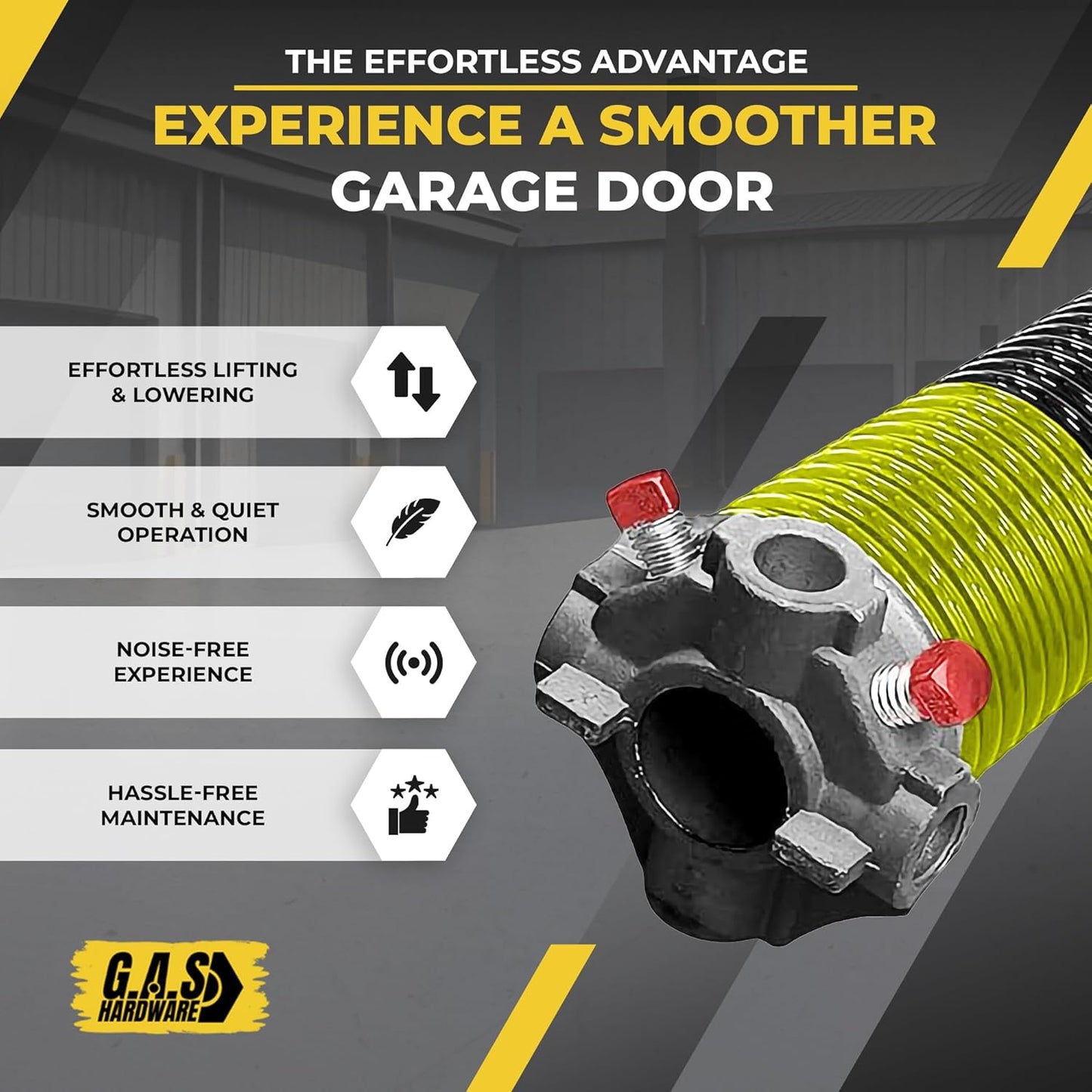 Garage Door Torsion Spring 207x2x24 Torsion Springs for Left Side of Garage Door with 1" Steel Bearing, Gloves, and Winding Bars Precision E-Coating 5-Year Warranty Minimum 30,000 Cycles (Red Cone)