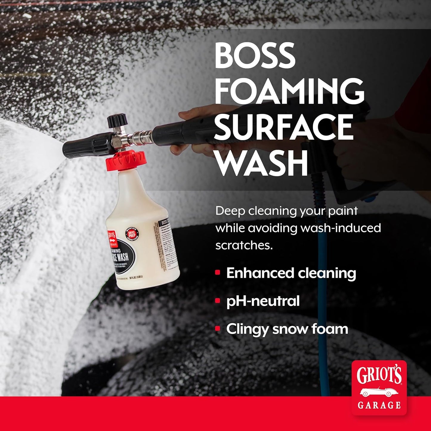 Griot's Garage BOSS Foaming Surface Wash for Car Cleaning and Detailing, Compatible with the BOSS Foam Cannon Auto-Mix System, 35oz