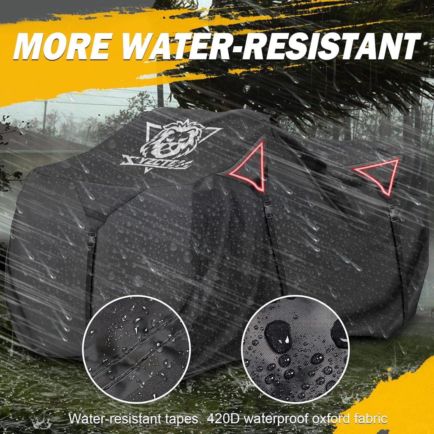 XYZCTEM Premium ATV Cover,Outdoor Protection Against Water, UV, Wind. Quad Cover for Can-am,Suzuki,Kawasaki, Honda, Yamaha, Polaris,and More.4 Wheeler Accessories with Thickened Straps(Black,103" L)