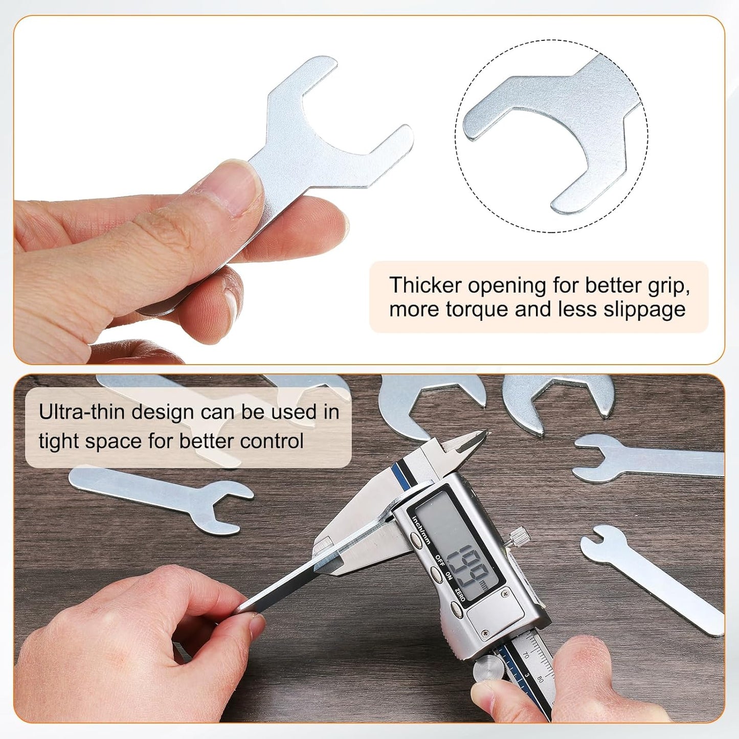 HARFINGTON 10pcs Small Wrench 22x70x1.5mm Metric U-Shaped Single Open Ended Spanner Super Thin Flat Head Galvanizing Wrench for Automotive Repair Furniture Assembly