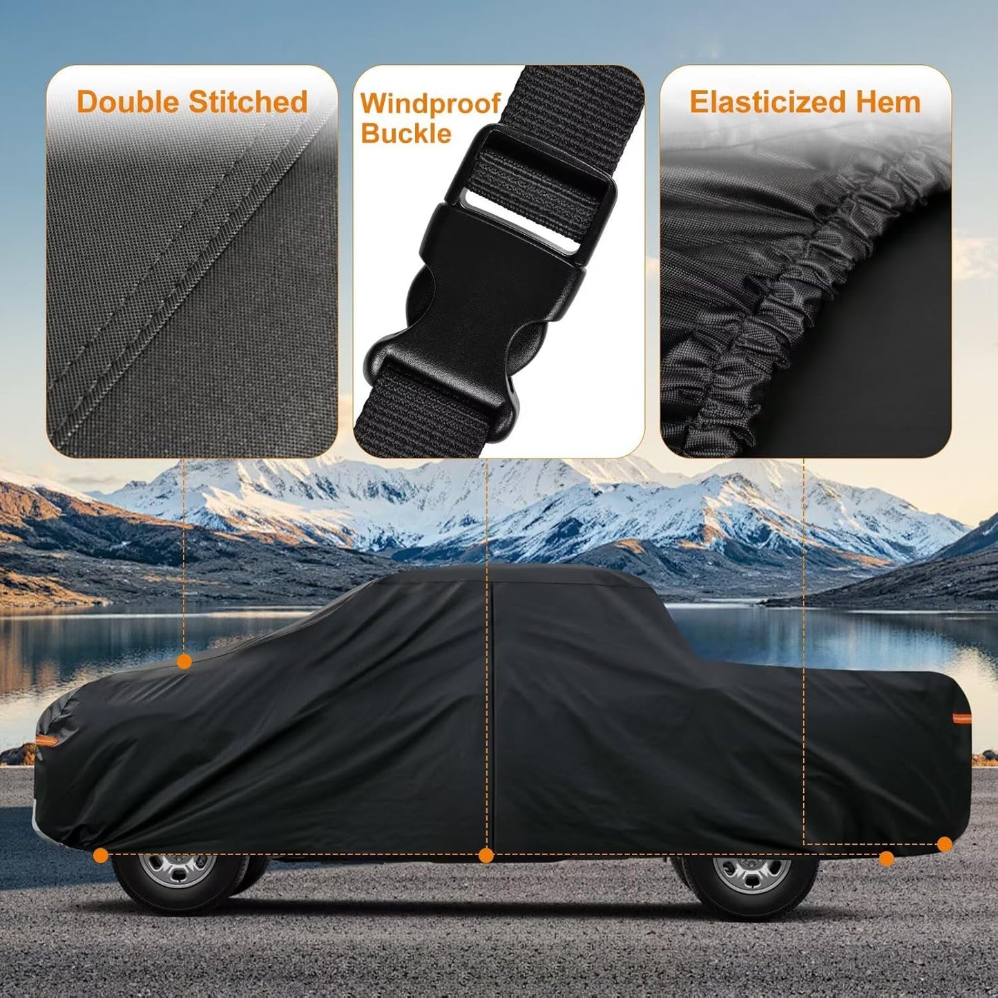 Kayme Truck Cover Custom Fit Chevrolet Silverado 3500HD(2001-2019) Regular Cab LB. Full Exterior Heavy Duty Outdoor Pickup Truck Car Cover Waterproof All Weather.Car Tarp for Sun Dust Protection.