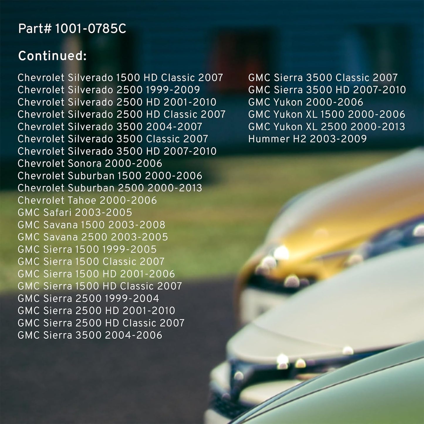 Premium Ceramic Front Brake Pads (1001-0785C) Compatible with 1999-2013 Cadillac/Chevrolet/GMC/Hummer (Avalanche/C1500/Escalade/Express/Sierra/Silverado/Sonora/Suburban/Tahoe/Yukon)