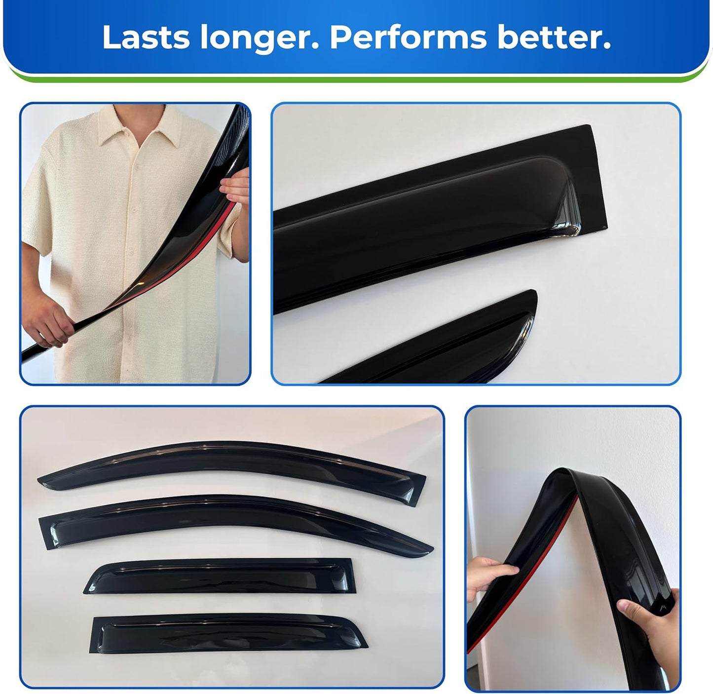 KPY Window Visors Compatible with Lexus CT200H 2011-2017, 4PC Rain Guard Side Vent Deflectors Tape-On Style, 2011 2012 2013 2014 2015 2016 2017