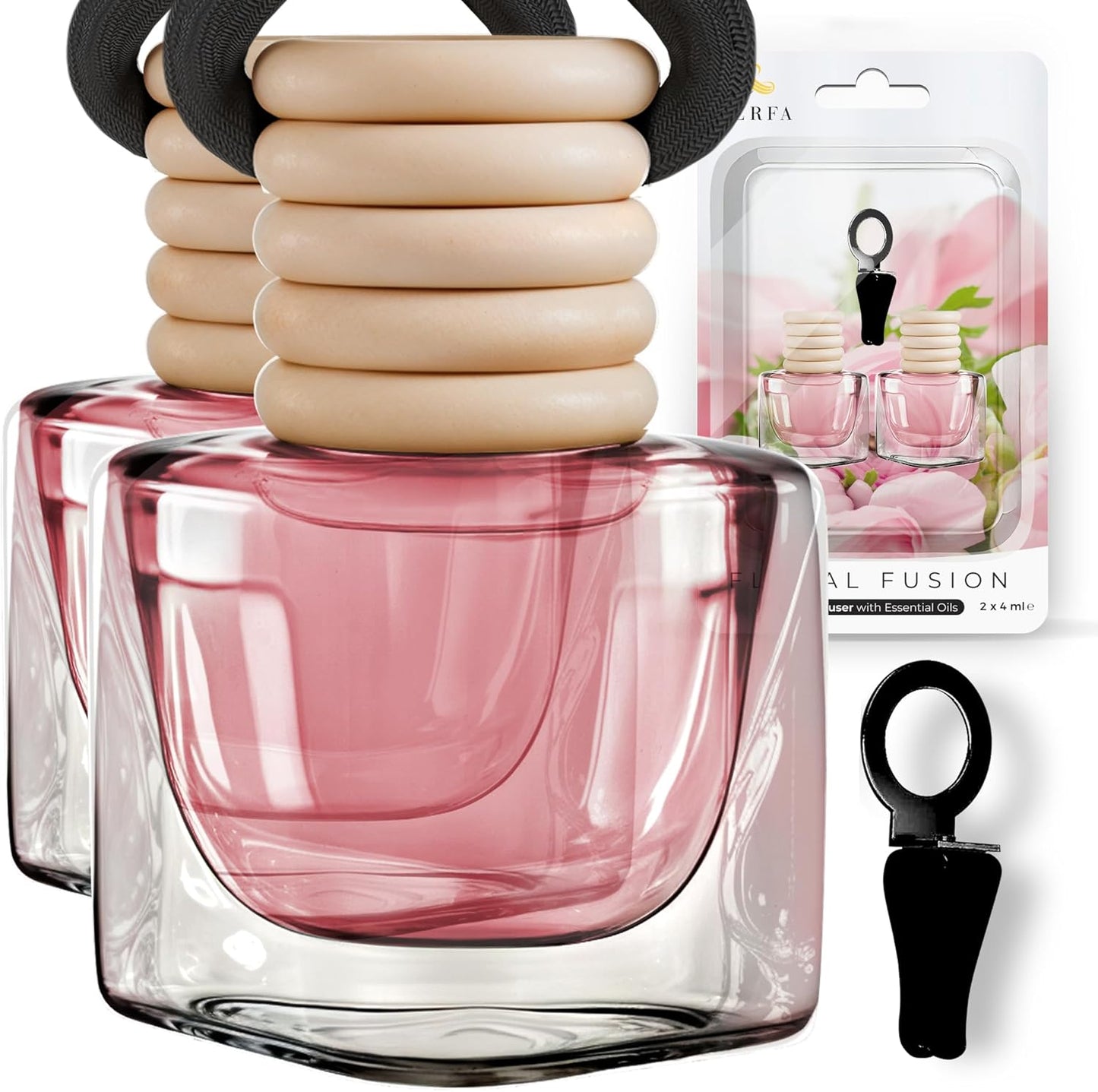 Car Air Fresheners for Women - Floral Fragrance Pack of 2 Long Lasting Car Air Freshener | Odor Eliminator Car Perfume Diffuser with Essential Oils | Automotive Air Freshener Vent Clip by Perfa