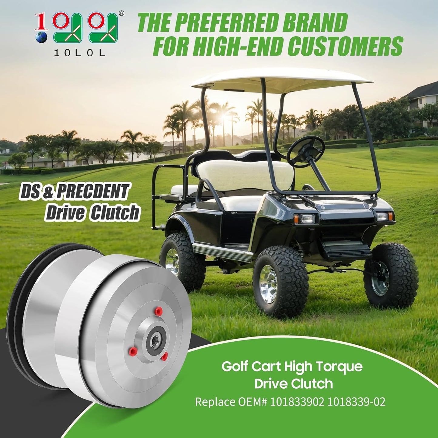10L0L Golf Cart Drive Clutch for Club Car DS (1997-2015) & Precedent (2004-2015) | Compatible with FE290 & FE350 Engines | Direct Replacement OEM 1018339-02 & 1018329-02
