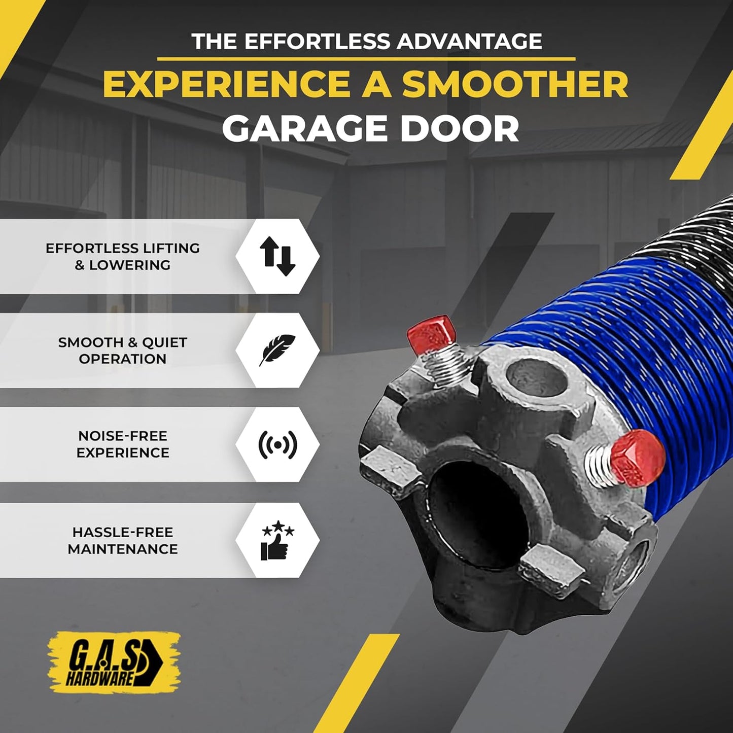 Garage Door Torsion Spring 262x1.75x44 Includes 1” Steel Bearing, Non-Slip Gloves, and Winding Bars for Left and Right Side of Garage Door Precision E-Coating 5-Year Warranty Min. 30,000 Cycles (Pair)