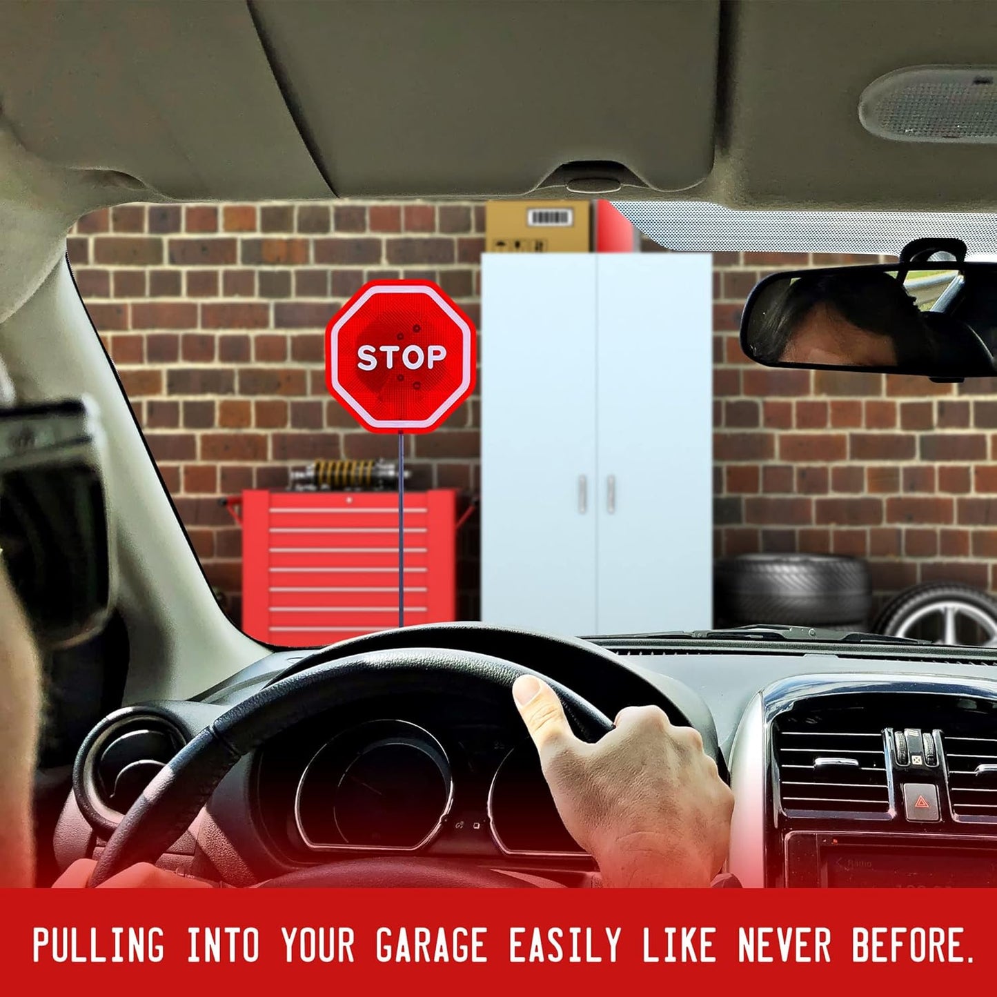 Andalus Brands Flashing LED Stop Sign Garage Parking Assistant System | Bumper Sensor,Red (1 Pack)