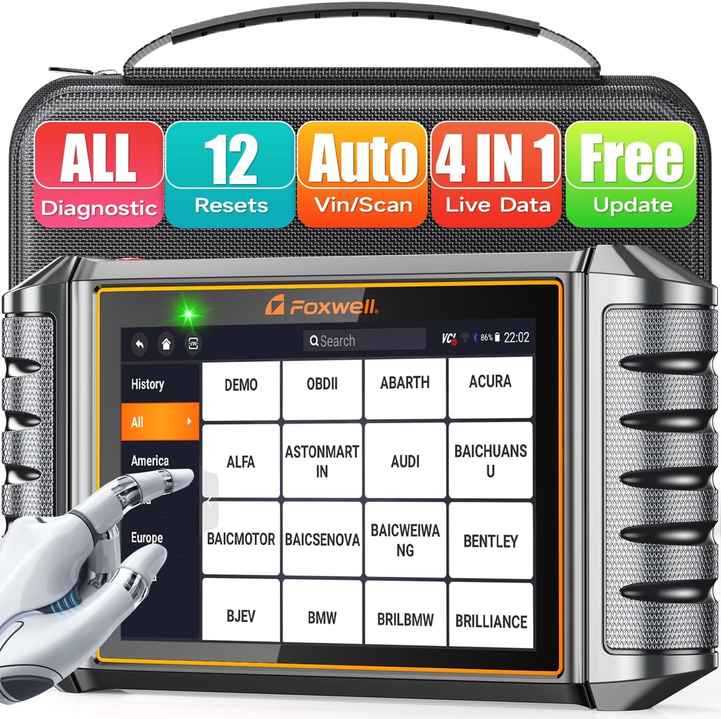 2025 FOXWELL NT726 Bidirectional Scan Tool, All System OBD2 Scanner Diagnostic Tool, Car Code Reader for All Models with 12 Resets, ABS Bleeding, Oil/EPB/SAS/D-PF/TPMS/Injector/Throttle, WI-FI Update