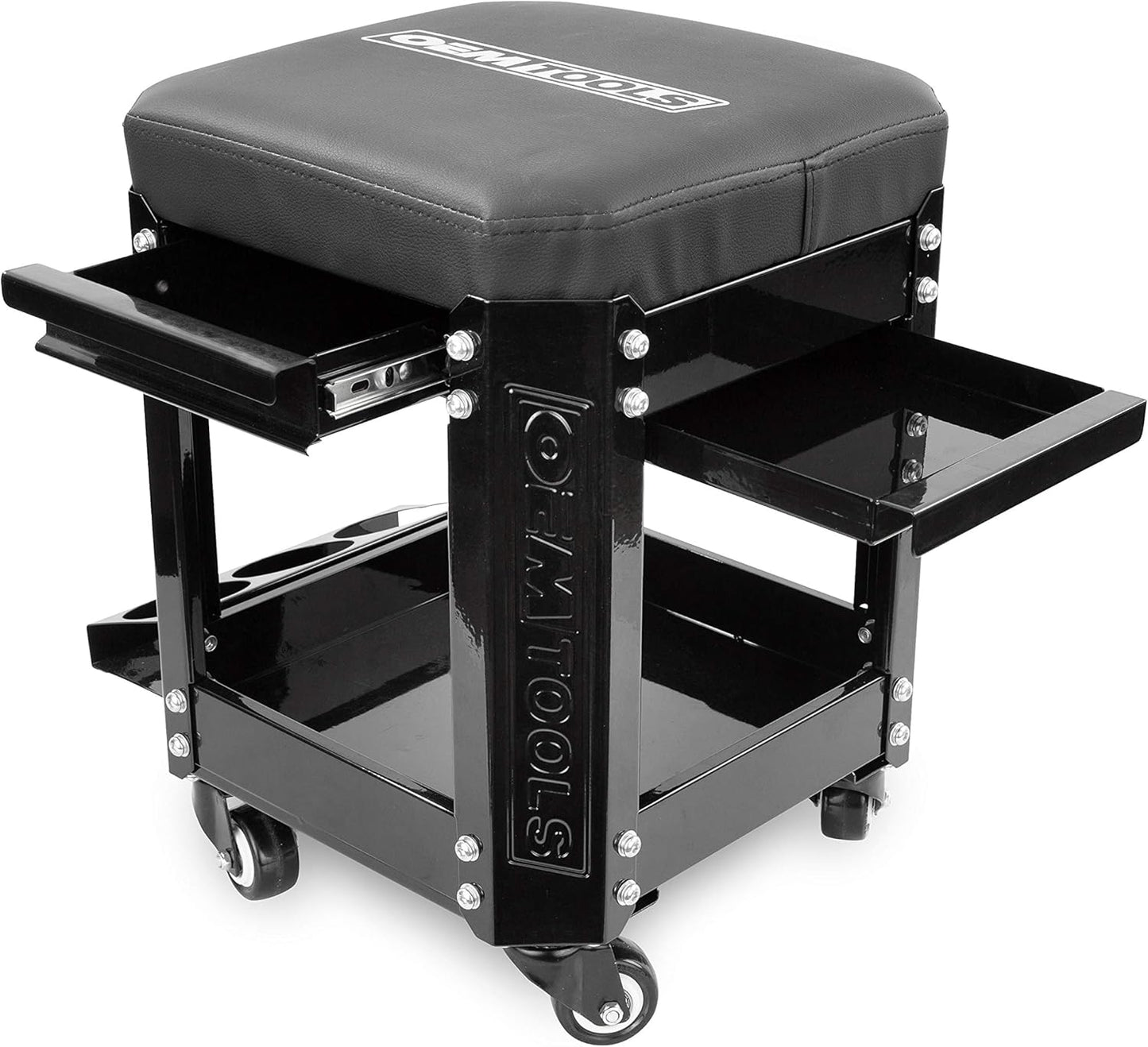 OEMTOOLS 24994 Workshop Creeper Seat, Rolling Stool with Tool Storage, Mechanic Stool for Garage Work, 280 lb Capacity