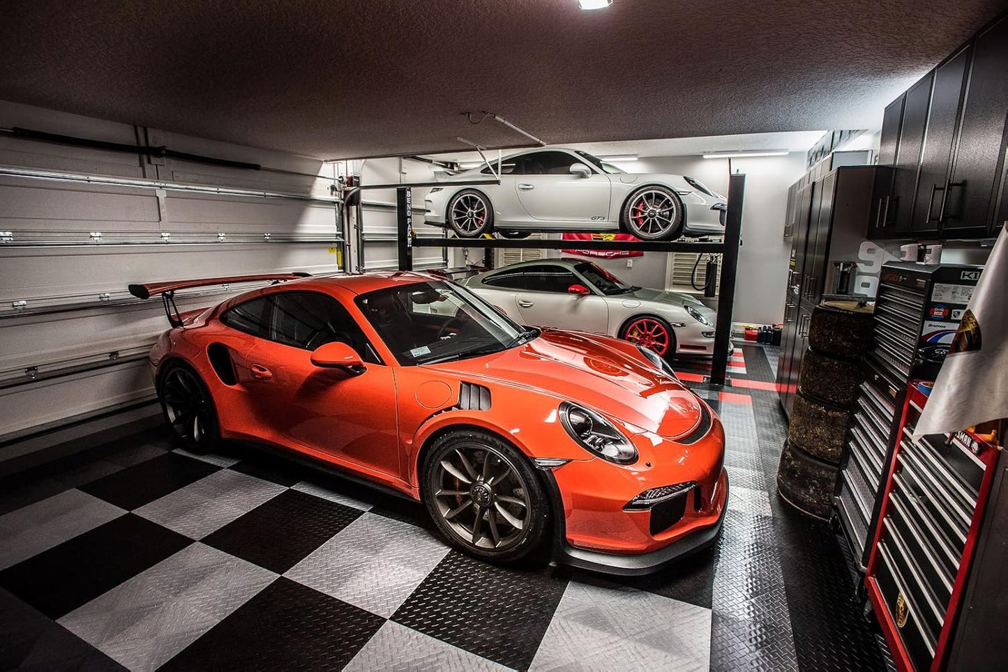 Big Floors RaceDeck Diamond Plate Design, Durable Interlocking Modular Garage Flooring Tile (Red, 24 Pack of 12 x 12" Tiles)