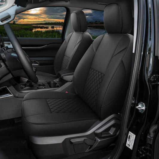 GIANT PANDA Customized Full Set Car Seat Covers Fit 2019 2020 2021 2022 2023 Ford Ranger SuperCrew(XLT,Lariat), 2021-2023 SuperCrew XL，Black