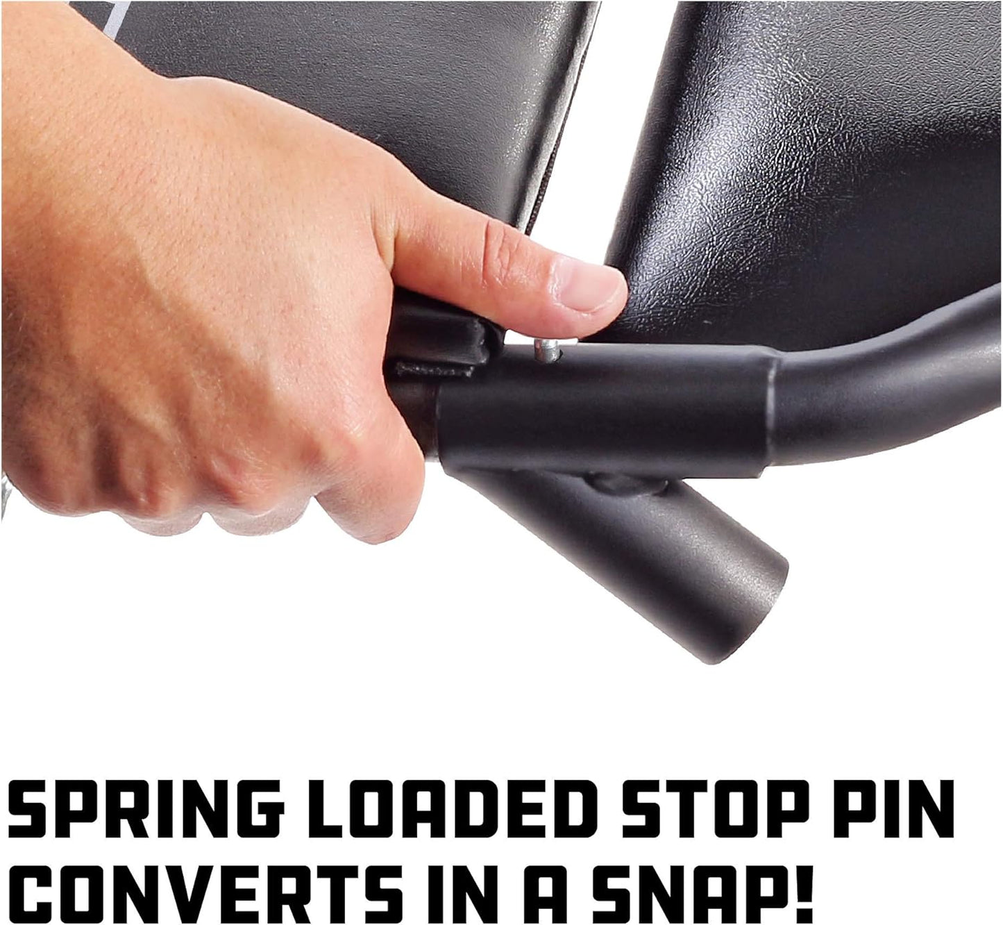 Powerbuilt 42-Inch Triplex Folding Creeper, Rolling Seat, and Brake Stool, All-in-One Adjustable Roller Garage Chair, Lay Down or Sit, Black 620469