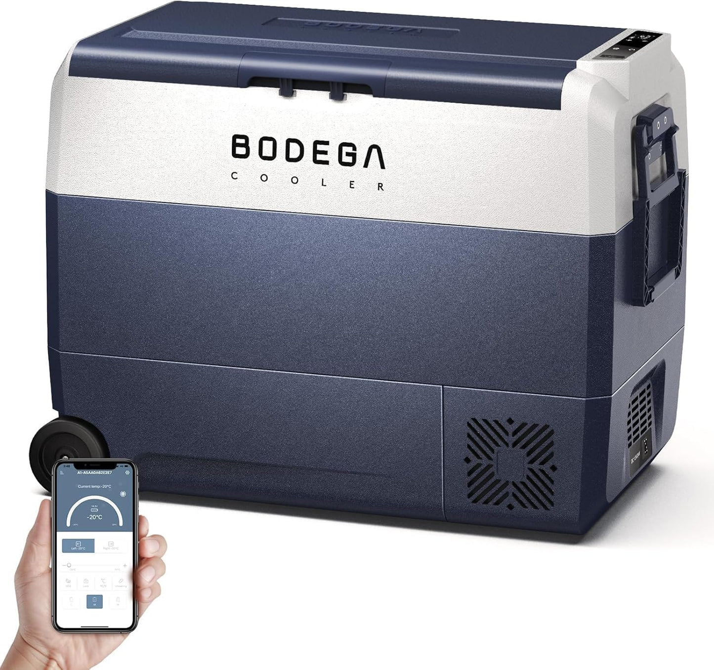 BODEGACOOLER 12 Volt Car Refrigerator, 64Quart (60L) Car Fridge Single Zone, 12V Portable Freezer APP Control, RV Car Cooler -4℉-68℉ 12/24V DC 100-240V AC for Outdoor Camping Travel Vehicles Home Use