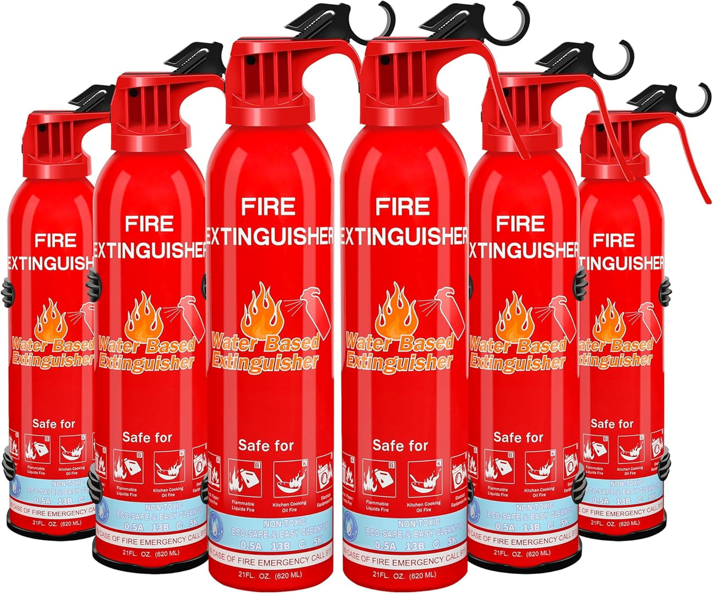 Fire Extinguisher for Home with Mount, 6 Pack Upgraded 8-in-1 Portable Fire Extinguishers For Vehicle Car Boat Marine Kitchen Emergency Supplies, Water-Based Extinguisher For A, B, C, K Fire Types