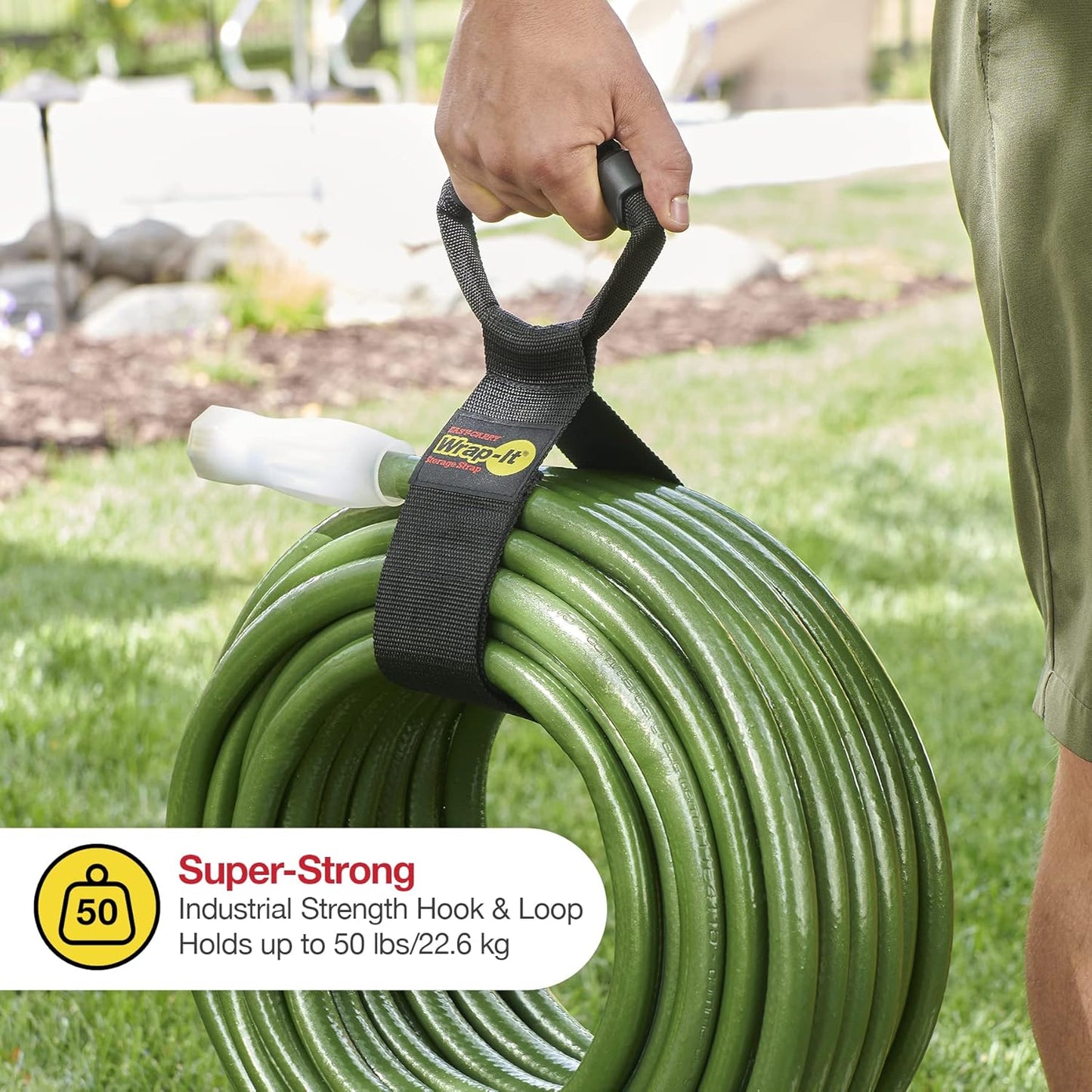 Easy-Carry Wrap-It Storage Straps - 28” (2-Pack) – Heavy-Duty Hook and Loop Extension Cord Carrying Strap, Hanger, Keeper, Organizer with Handle for Pool, Boat, RV, Garden Hoses, Cords, and Cables