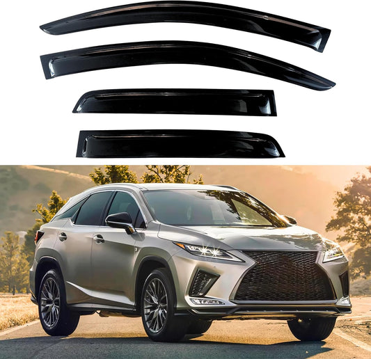KPY Window Visor Compatible with Lexus RX350 RX450h 2016-2022, 4PC Rain Guard Side Window Vent Deflectors Tape-On Style, 2016 2017 2018 2019 2020 2021 2022