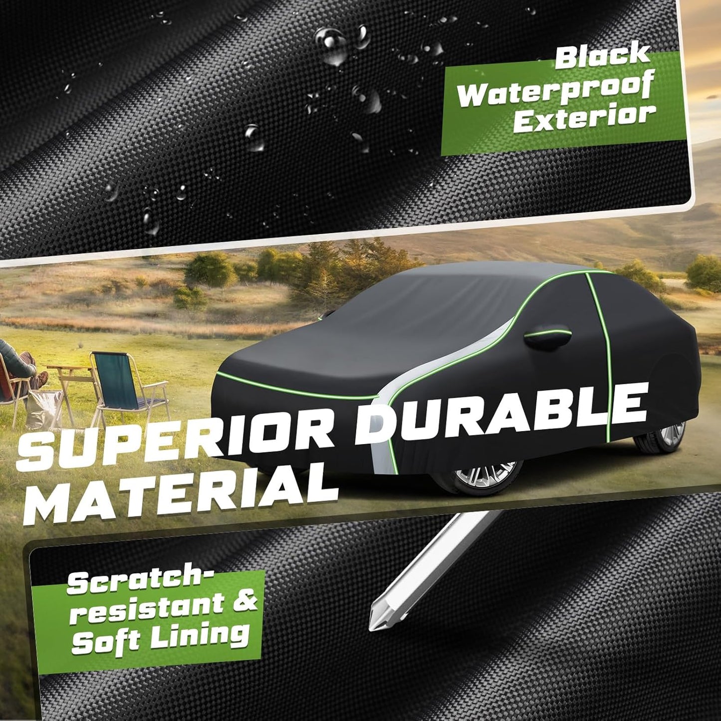 Mixsuper Liner Car Cover for Honda Accord 2001-2026, 7 Layers Waterproof Car Cover Accessories for Honda Accord with Zipper Door, Windproof Straps, Reflective Strips, Anti-UV, All Weather