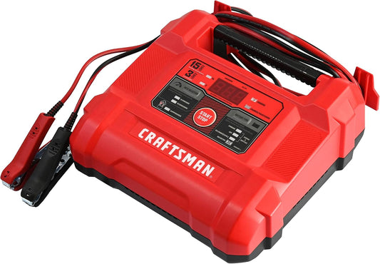 CRAFTSMAN Battery Charger and Maintainer, CMXCESM162, 4-in-1, Fully Automatic, Battery Tester, 15 Amps, 6 Volt, 12 Volt, for Car, SUV, Truck and Marine Batteries