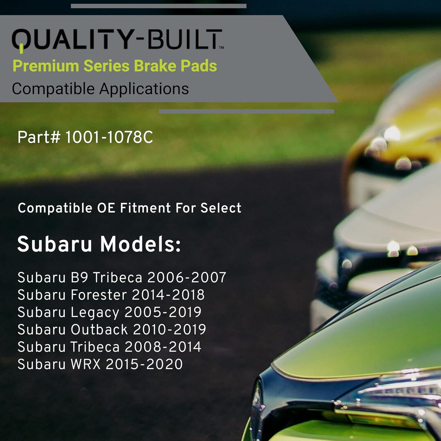 Premium Ceramic Front Brake Pads (1001-1078C) Compatible with Subaru B9 Tribeca 2007-2006, Forester 2018-2014, Legacy 2019-2005, Outback 2019-2010, Tribeca 2014-2008, WRX 2020-2015