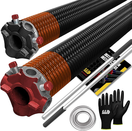 Garage Door Torsion Springs 273x2x35 Includes 1” Steel Bearing, Gloves, and Winding Bars for Left and Right Side of Garage Door Precision E-Coating 5-Year Warranty Minimum 30,000 Cycles (Pair)