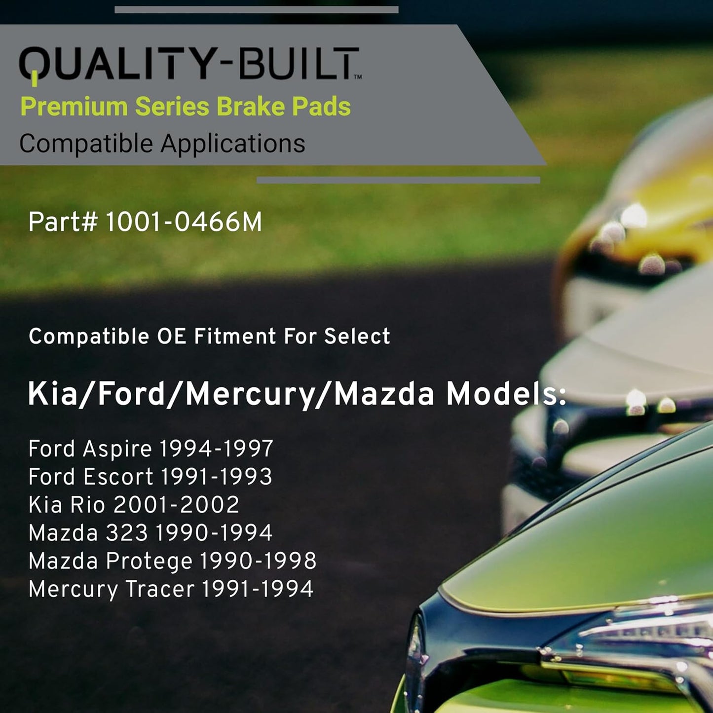 Premium Semi-Metallic Front Brake Pads (1001-0466M) Compatible with Ford Aspire 1997-1994, Escort 1993-1991, Kia Rio 2002-2001, Mazda 323 1994-1990, Protege 1998-1990 & More
