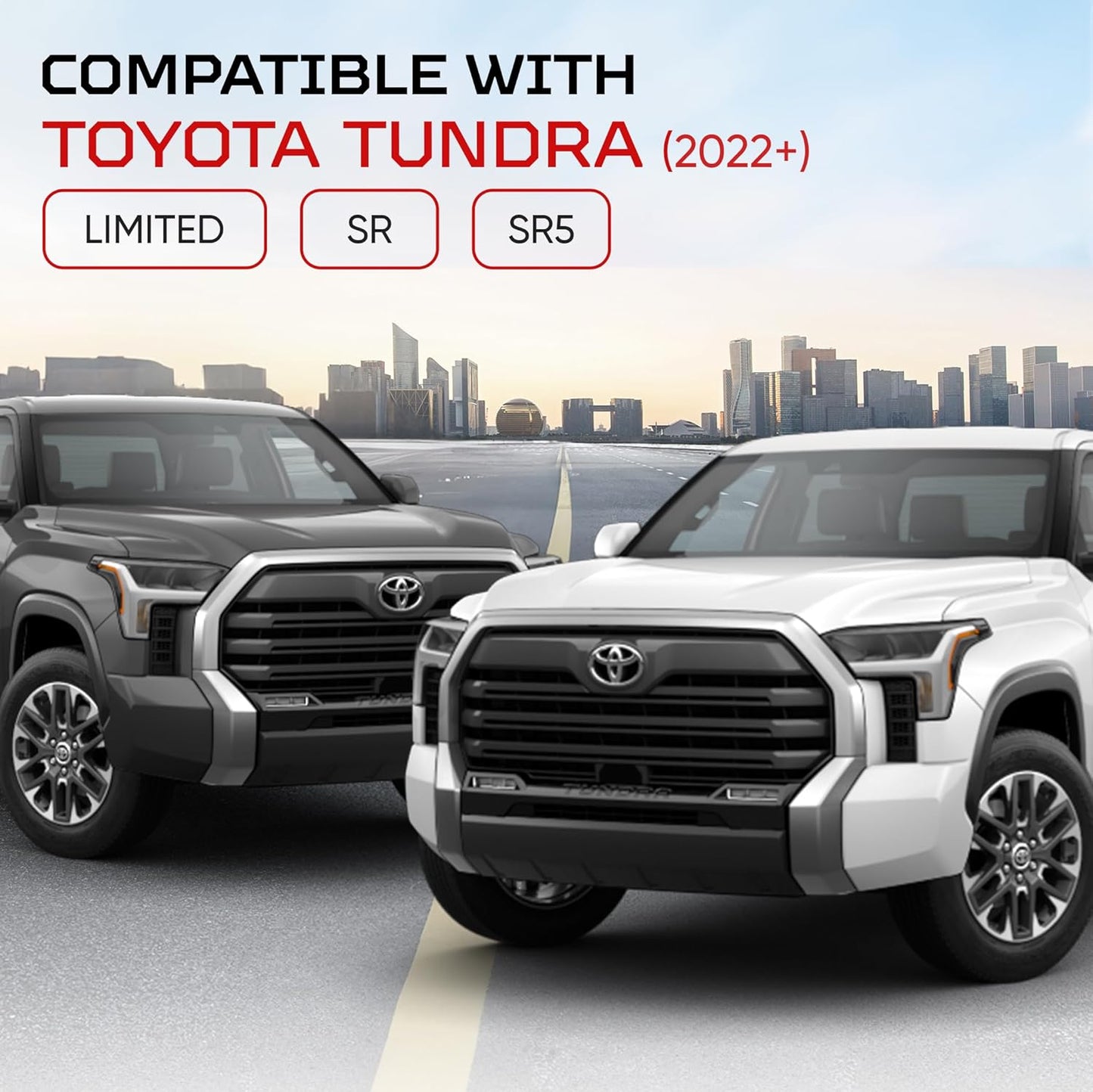 AJT DESIGN Center Console Tray Liner for Toyota Tundra (2022+) & Sequoia (2023+) | Non-Slip Mat & Anti-Rattle Center Console Organizer Tray - 2 Piece | Easy Installation-Made in USA