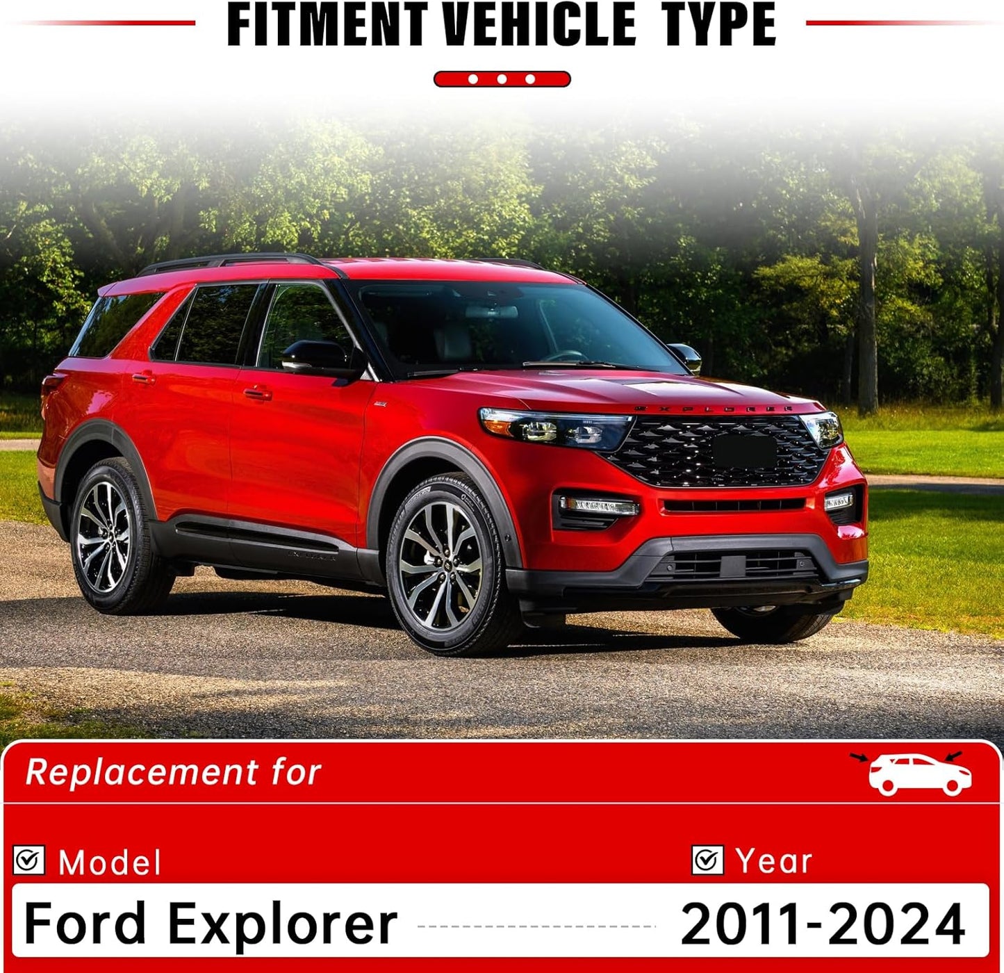 Windshield Wiper Blade Set Replacement for 2011-2022 Ford Explorer and Rear Windshield Wiper Blade-26"/22"/11" (Set of 3) Pinch Tab