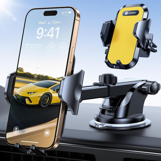 VICSEED [True Strongest Suction] [Rally Racing-Grade Stability] Phone Holders for Your Car 2025 Upgraded Car Phone Holder Mount Truck Stand Cradle for iPhone Samsung All Phones, Yellow