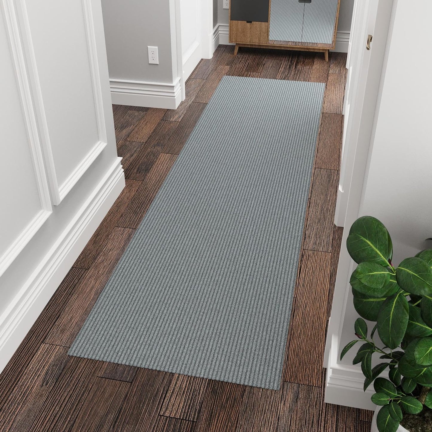 Ottomanson 3'11" x 10' Hallway Runner with Scraper Pile - Extra Durable Non-Slip Rug Mat for Indoor & Outdoor Use - Ideal for Kitchen, Entryway & Garage - High-Traffic Carpet, Gray