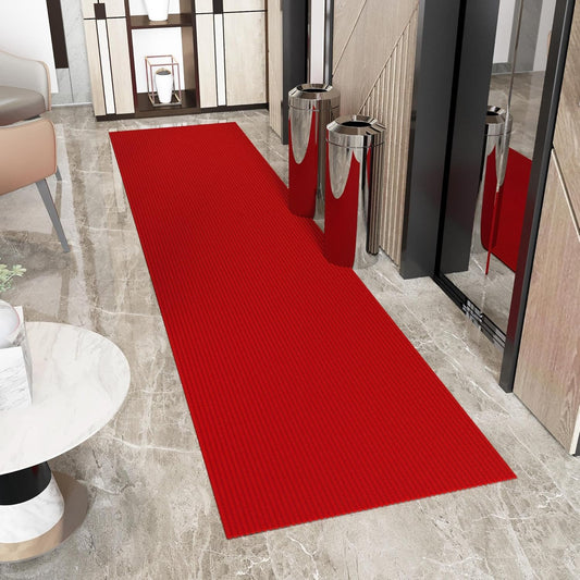 Ottomanson 2' x 13' Hallway Runner with Scraper Pile - Extra Durable Non-Slip Rug Mat for Indoor & Outdoor Use - Ideal for Kitchen, Entryway, Patio & Garage - High-Traffic Carpet, Red